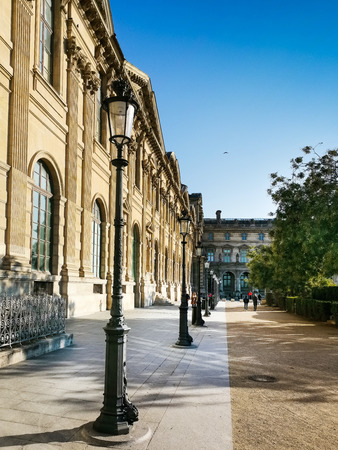 PARIS, FRANCE - November 18, 2018: Antique building view in Paris city, France.のeditorial素材