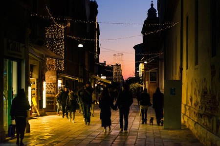 VENICE, ITALY - December 21, 2017 : Tourists on foot Graben Street VENICE, ITALY.のeditorial素材
