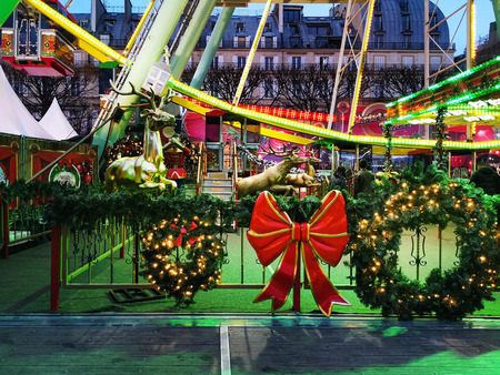 PARIS, FRANCE - DECEMBER 5, 2018: Paris Tuileries Garden Christmas Marketのeditorial素材