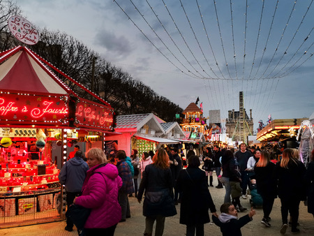 PARIS, FRANCE - DECEMBER 5, 2018: Paris Tuileries Garden Christmas Marketのeditorial素材