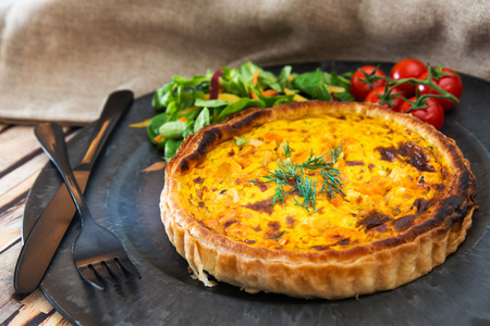 Quiche Lorraine with smoked baconの写真素材