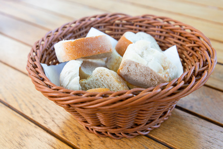 bread in basket - little roll breads in basket on tableの写真素材