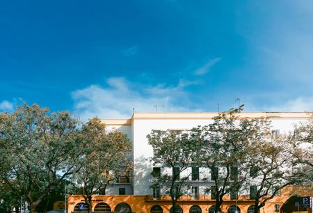 SEVILLA, SPAIN - January 13, 2018: Andalusia style building in Sevilla city, Spainのeditorial素材