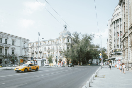 BUCHAREST, ROMANIA - August 28, 2017: street view of downtown in Bucharest, Romanian
