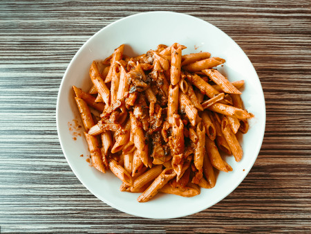 tasty pasta Italian meat sauce pasta on the table