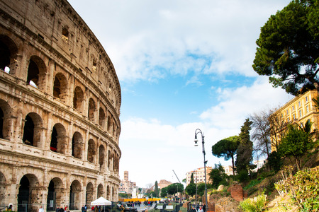 ROME, ITALY - January 17, 2019: Roman amphitheatres in Rome, circular or oval open-air venues with raised seating built by the Ancient Romans, Rome, ITALYのeditorial素材