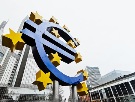 Frankfurt, Germany - January 22, 2019: Euro Sign. European Central Bank (ECB) is the central bank...