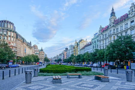 PRAGUE, CZECH REPUBLIC - July 25, 2017 : Beautiful street view of Traditional old buildings in Prague, Czech Republicのeditorial素材