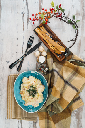 Gratin Of Potatoes, Ham, Eggs And Onionsの写真素材