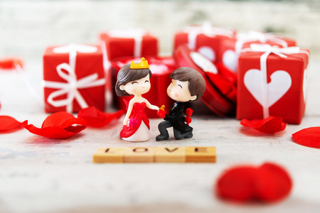 Valentine's day concept - Groom bride and roseの写真素材