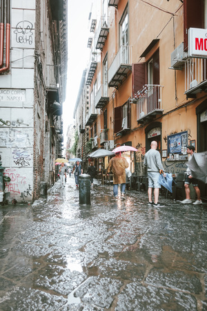 NAPLES, ITALY - January 15, 2018 : Pedestrians on the streets of Naples, Italyのeditorial素材