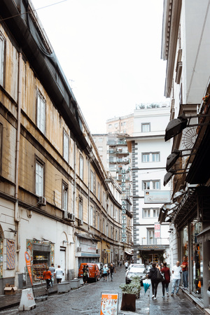 NAPLES, ITALY - January 15, 2018 : Street view of old town in Naples city, Italyのeditorial素材