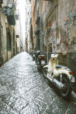 NAPLES, ITALY - January 15, 2018 : Street view of old town in Naples city, Italyのeditorial素材