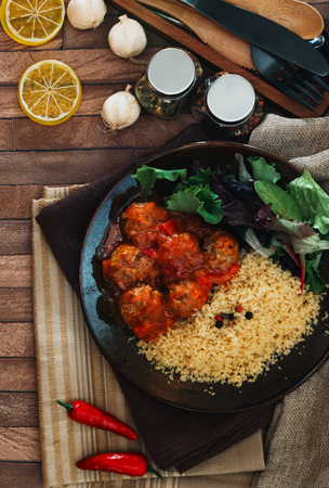 Delicious Provencal and semolina meatballsの写真素材