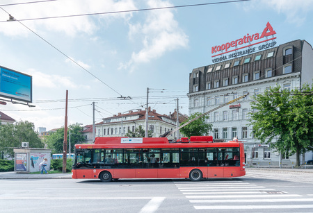 BRATISLAVA, SLOVAKIA - June 27, 2018: Tramway in Bratislava, Slovakiaのeditorial素材