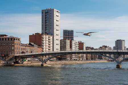 LIEGE, BELGIUM - February 24, 2018: Street view of downtown in Liege city, Belgium