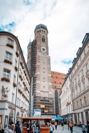 MUNICH, GERMANY - June 25, 2018: Traditional Cathedral building in Munich, Germanyのeditorial素材