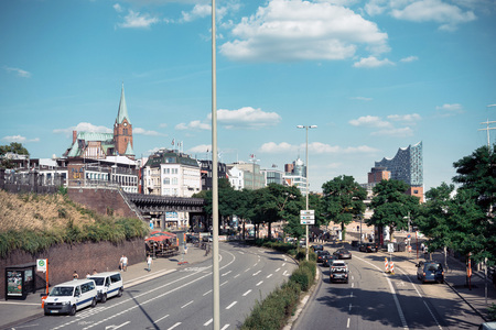 HAMBURG, GERMANY - JULY 24, 2018 : Street view of Downtown Hamburg,Germany.のeditorial素材