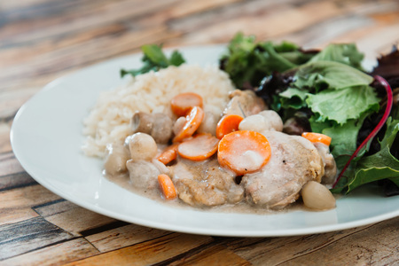 White Veal Stew (Blanquette de Veau) and riceの写真素材