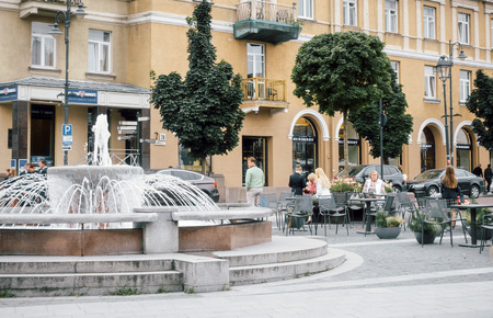 VILNIUS, LITHUANIA - September 2, 2017: Street view of downtown in Vilnius city, Lithuanianのeditorial素材