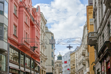 BRNO, CZECH REPUBLIC - July 25, 2017: Street view of downtown in Brno, Czech Republicのeditorial素材
