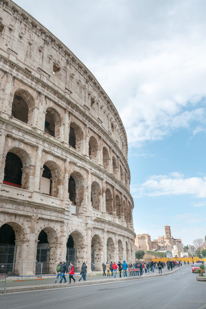 ROME, ITALY - January 17, 2019: Roman amphitheatres in Rome, circular or oval open-air venues with raised seating built by the Ancient Romans, Rome, ITALYのeditorial素材