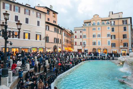 ROME, ITALY - January 17, 2019: Trevi Fountain is a fountain in the Trevi district in Rome, Italy,のeditorial素材