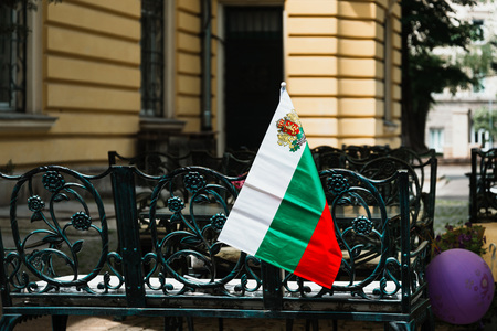 Bulgarian flag in Sofia City, Bulgariaの写真素材