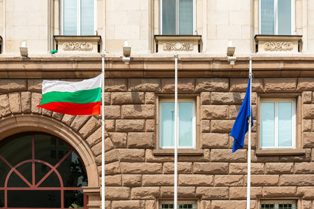 Bulgarian flag in Sofia City, Bulgariaの写真素材