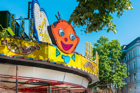 HAMBURG, GERMANY - JULY 24, 2018 : red-light district brothels and strip clubs at the Reeperbahn in Hamburg, Germany.のeditorial素材