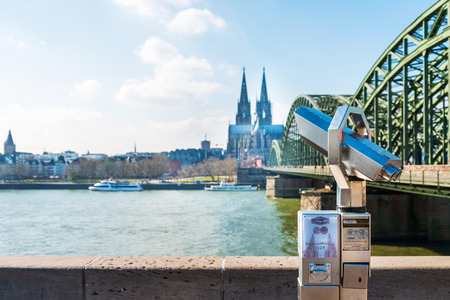 COLOGNE, GERMANY- March 14, 2018 : Rhine River view in Cologne, Germany.のeditorial素材