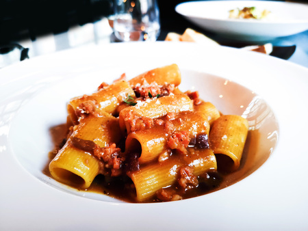 Pasta Bolognese on the tableの写真素材