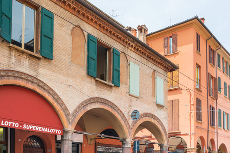 BOLOGNA, ITALY - May 27, 2018: Street view of downtown Bologna, Italy