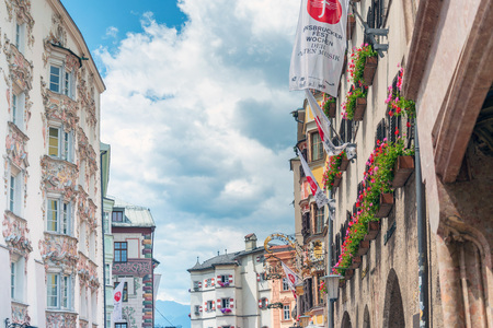 INNSBRUCK, AUSTRIA - June 27, 2018: Antique building view in Old Town Innsbruck, Austria
