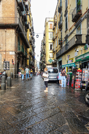 NAPLES, ITALY - January 15, 2018 : Pedestrians on the streets of Naples, Italyのeditorial素材