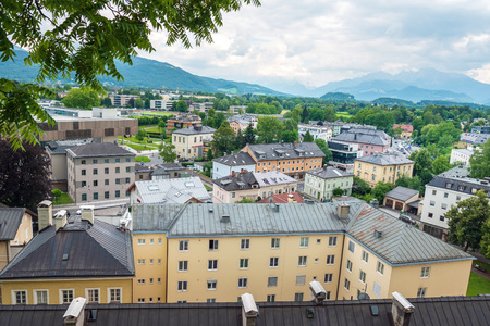 SALZBURG, AUSTRIA - June 16, 2018: view of Buildings around Salzburg, Austriaのeditorial素材