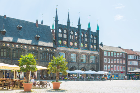 LUBECK, GERMANY - July 25, 2018: Street view of downtown in Lubeck, Germanyのeditorial素材