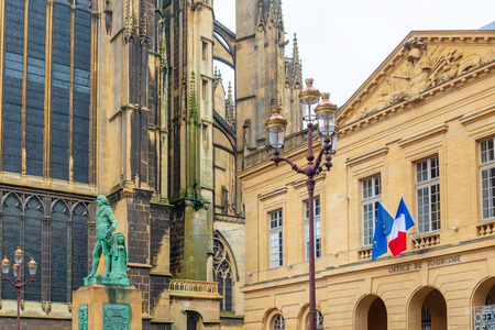 Metz, FRANCE - April 1, 2018: Flag of France in Metz, Franceのeditorial素材