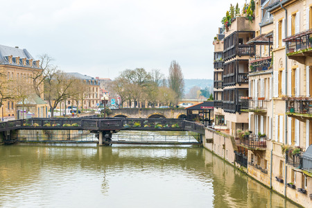 Metz, FRANCE - April 1, 2018: Street view of downtown in Metz, Franceのeditorial素材