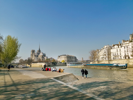 PARIS, FRANCE - MARCH 22, 2019: beautiful view Notre Dame Cathedral in Paris France (French for Our Lady of Paris)のeditorial素材