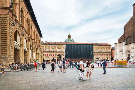 BOLOGNA, ITALY - May 27, 2018: Street view of Buildings around Bologna, Italyのeditorial素材