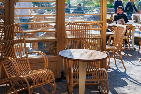 PARIS, FRANCE - MARCH 31, 2019: Restaurants in Paris city, France.のeditorial素材