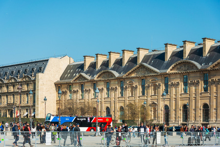 PARIS, FRANCE - MARCH 31, 2019: sightseeing bus in Paris city, France.のeditorial素材