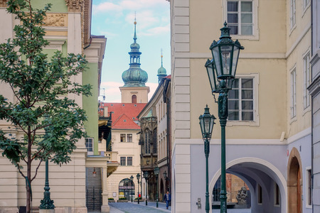 PRAGUE, CZECH REPUBLIC - July 25, 2017 : Beautiful street view of Traditional old buildings in Prague, Czech Republicのeditorial素材