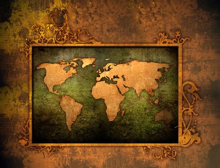 world map-vintage artworkのeditorial素材