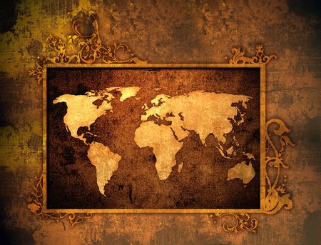 world map-vintage artworkのeditorial素材