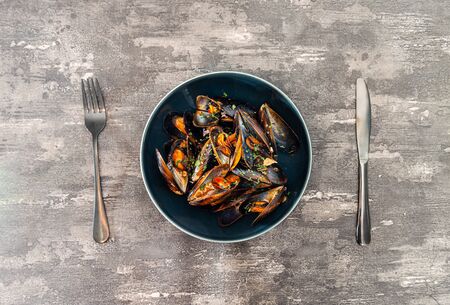 Italian Steamed Mussels cooked in Provencale style