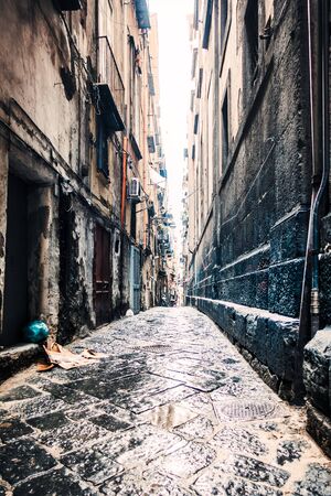 Street view of old town in Naples city, italy Europeの写真素材