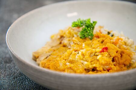 Chicken and mushroom risottoの写真素材