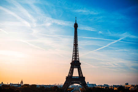 Eiffel Tower is a wrought-iron lattice tower on the Champ de Mars in Paris, France.の写真素材